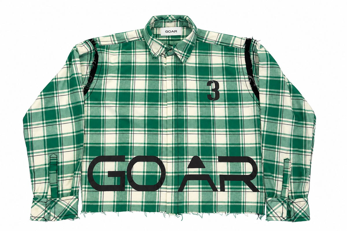 GOAR Plaid Cropped Button Shirt long