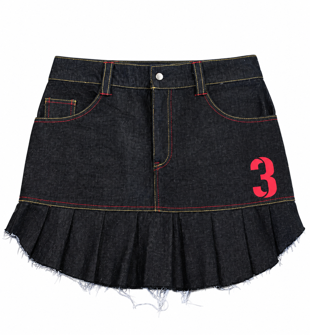 GOAR Pleated Denim Mini Skirt